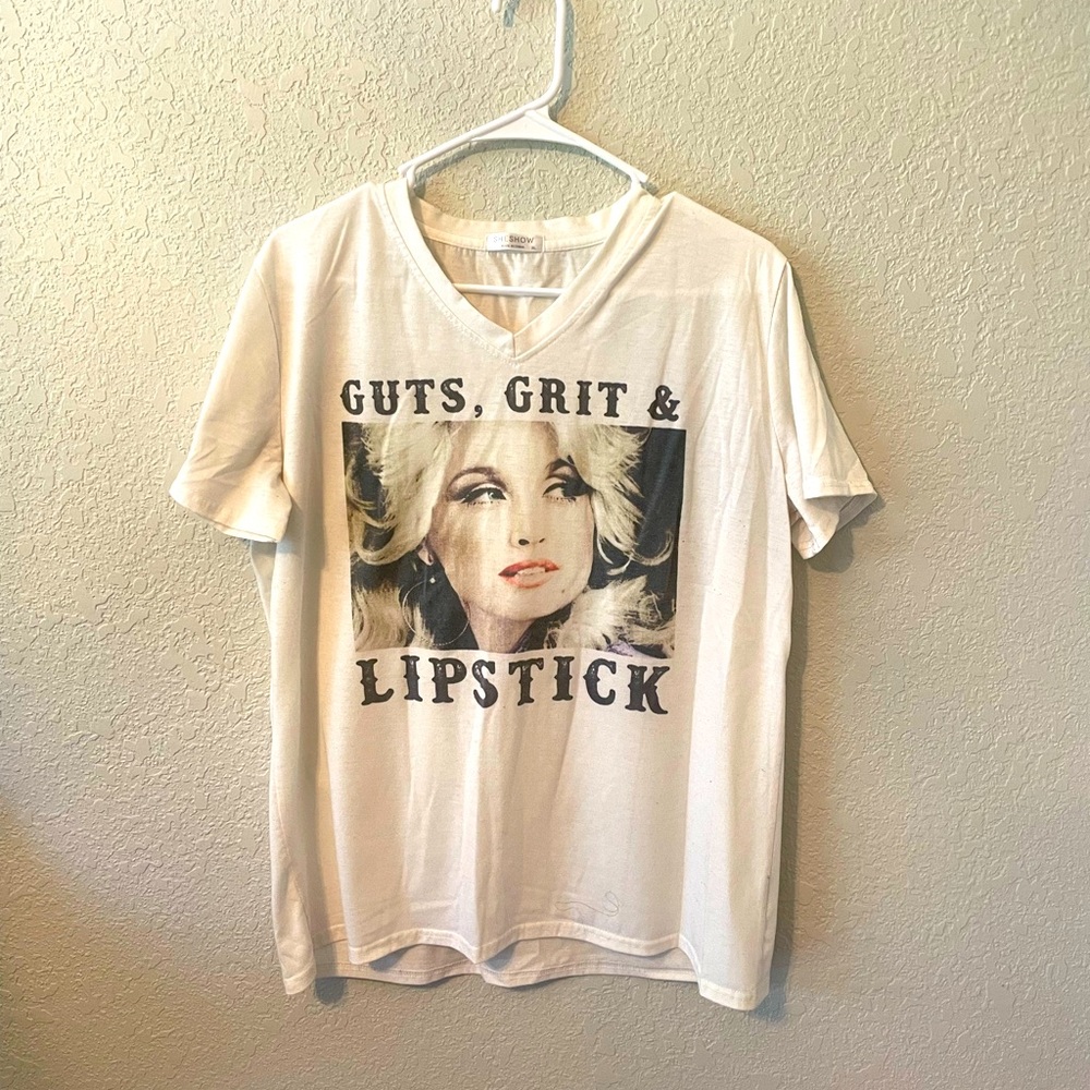 Dolly Parton ‘Guts, Grit & Lipstick’ T-shirt - Size XL